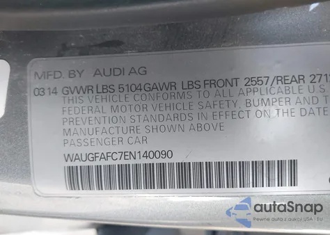 2014 Audi A6 2.0T Premium z USA, uszkodzony, nr VIN WAUGFAFC7EN140090